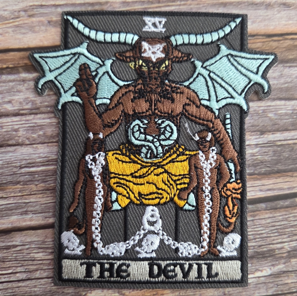 The Devil Tarot Card Gothic Witch Occult Esoteric New Age Oracle Iron on Patch